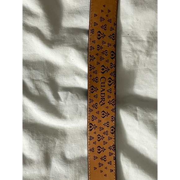 Cuadra Tan Leather Belt Gold Horseshoe Chain Buckle Western Womens 32-36 Inch - Picture 3 of 5